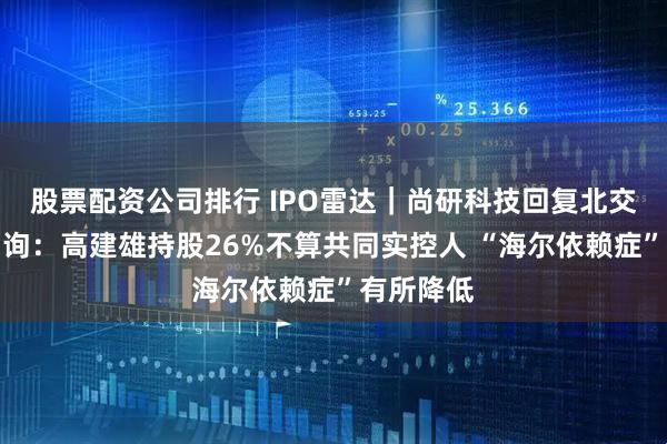 股票配资公司排行 IPO雷达｜尚研科技回复北交所二轮问询：高建雄持股26%不算共同实控人 “海尔依赖症”有所降低